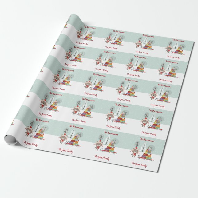 Waldbär Weihnachten Geschenkpapier (Ungerollt)