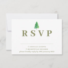 Waldbaum Wasserfarbenflorale Hochzeitreaktion RSVP Karte