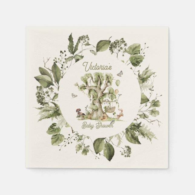 Waldbäume Kleintiere Babydusche Serviette (Vorderseite)