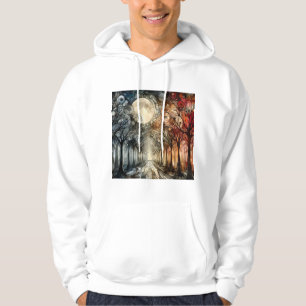 Waldbäume unter Vollmond Hoodie
