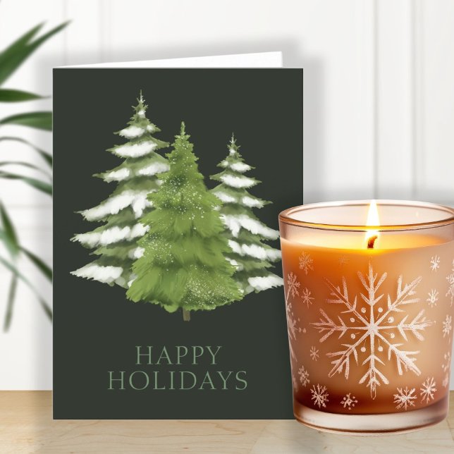 Waldbaumen Hochweihnachtsfest Personalisiert Feiertagskarte (Woodland Trees Themed Christmas Personalized Holiday Card by Ricaso. Elegant card for everyone)