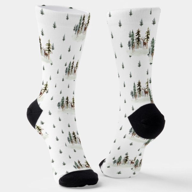 Waldbaumwald-Rentier Socken (Gewinkelt)
