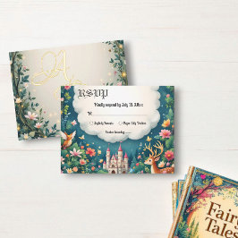 Waldbezauberndes Schloss auf der Messe Hochzeit RSVP Karte