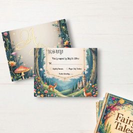 Waldbezauberndes Schloss auf der Messe Hochzeit RSVP Karte