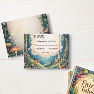 Waldbezauberndes Schloss auf der Messe Hochzeit RSVP Karte
