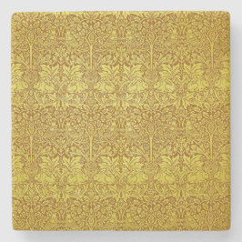 Waldblätter Gold Kaninchen William Morris Muster Steinuntersetzer