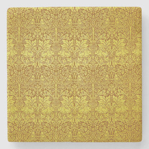 Waldblätter Gold Kaninchen William Morris Muster Steinuntersetzer