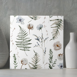 Waldblumen und Farnblätter Floral Botanisch Fliese