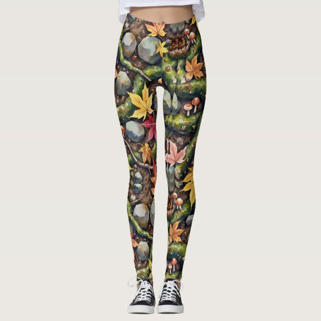 Waldboden Nahtloses Muster Leggings (Vorderseite)