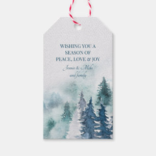 Waldbrand Bäume Wasserfarbe Weihnachten Geschenkanhänger