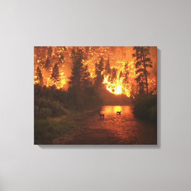 Waldbrand - Hirsch Leinwanddruck (Vorderseite)