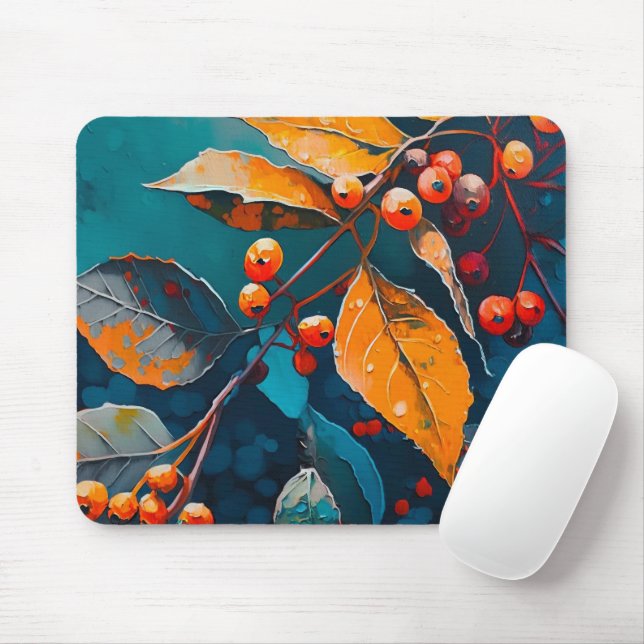 Waldbrände fallen Blätter. Natureherbstbeere Mousepad (Mit Mouse)