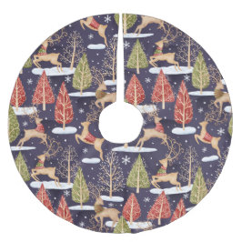 Waldbrandrentiere Winter Polyester Weihnachtsbaumdecke