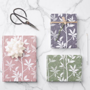 Waldbrise Minimalistische Botanische Silhouette Geschenkpapier Set