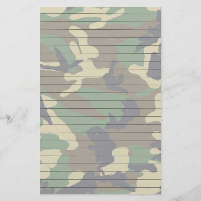 WaldCamouflage mit Linien Briefpapier (Vorderseite)