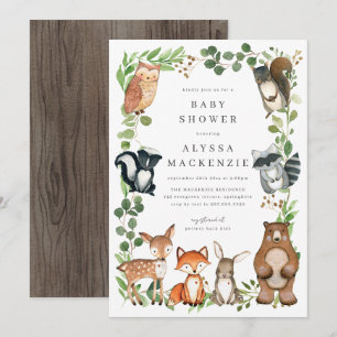 Walde Tiere Baby Shower Einladung