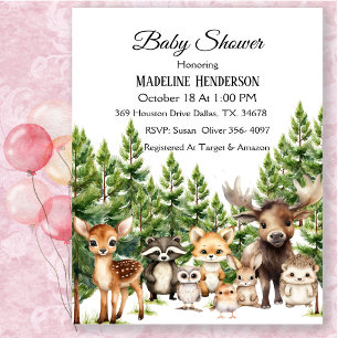 Walde Tiere in Wald Baby Shower Einladung