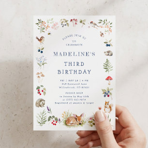 Waldeinladung zum Geburtstag mit Waldtieren Einladung