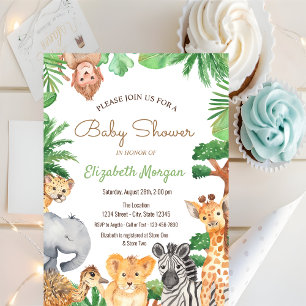 Waldeinladung zur Babyparty mit Tieren Einladung
