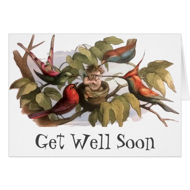 Waldelf im Nest: Antique Bird Sprite Fairy (Vorderseite (Horizontal))