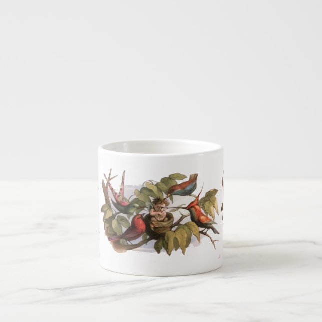 Waldelf im Nest: Antique Bird Sprite Fairy Espressotasse (Vorderseite)