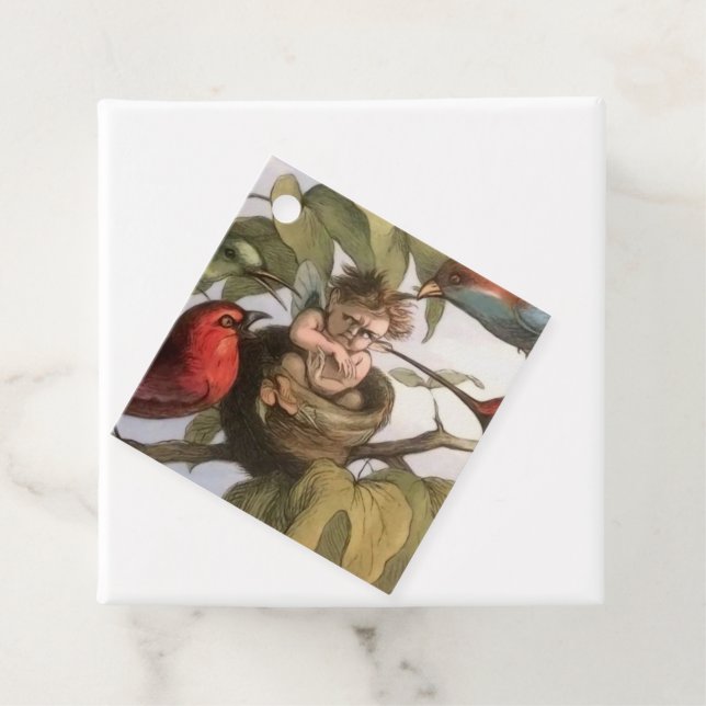 Waldelf im Nest: Antique Bird Sprite Fairy Geschenkanhänger (Beispiel)