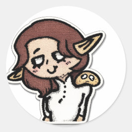 Waldelfe mit Schleim-Freund-Sticker Runder Aufkleber