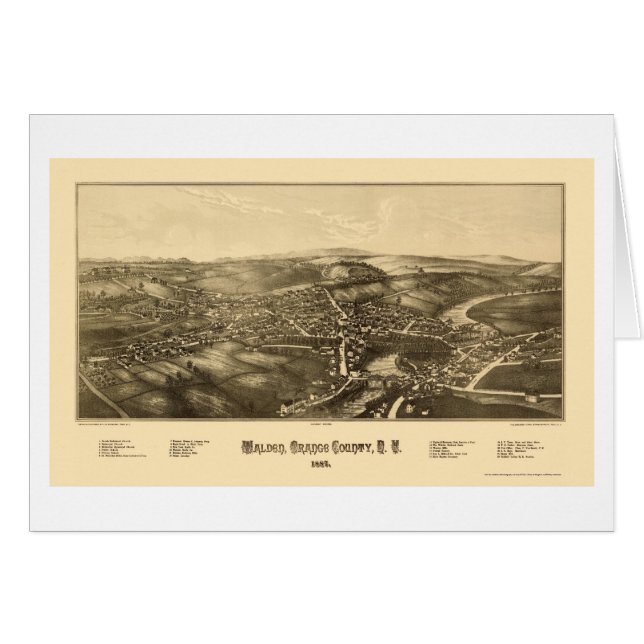 Walden, NY panoramische Karte - 1887 (Vorderseite (Horizontal))
