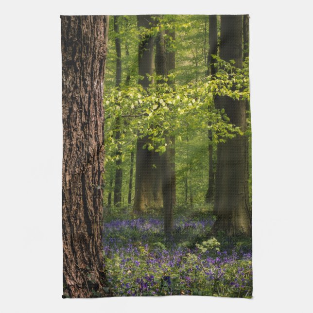 Wälder | Bluebells in Belgien Geschirrtuch (Vertikal)