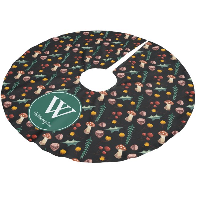 Wälder für die Rustikale Heilige und Pilze Polyester Weihnachtsbaumdecke (Schrägansicht)