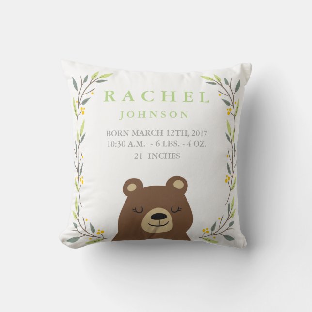 Wälder Geburtsstaten von Bären Kinderzimmer Pillow Kissen (Vorderseite)