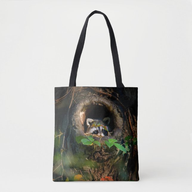 Wälder | Raccoon Peeking Tasche (Vorderseite)