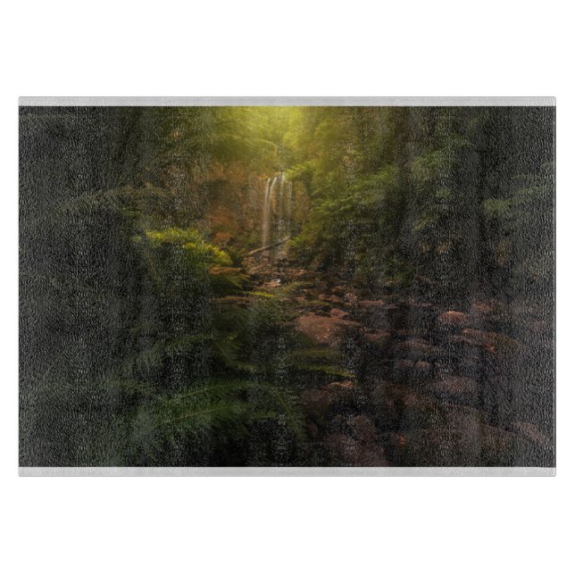 Wälder | Sonnenlicht Highlights Wasserfall Schneidebrett (Vorderseite)