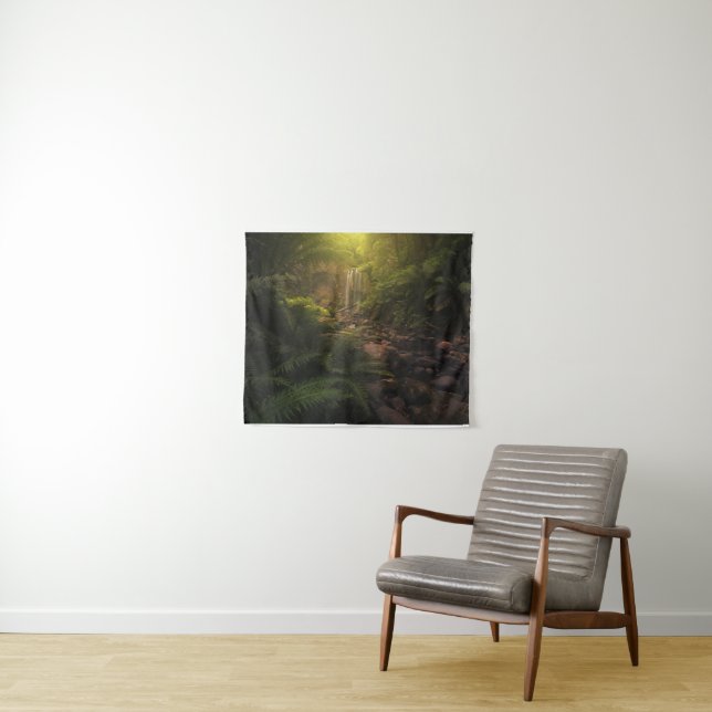 Wälder | Sonnenlicht Highlights Wasserfall Wandteppich (Beispiel (Horizontal))