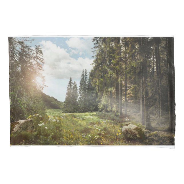 Wälder | Sun Peeking Thru Kissenbezug (Vorderseite)