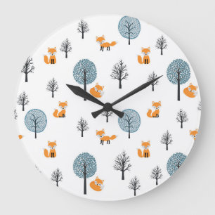 Wälder: Vintager weißer Hintergrund Große Wanduhr