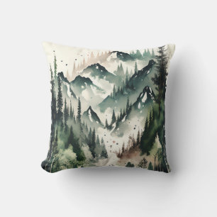Walderberg Fluss Wasserfarbe Natur Kissen