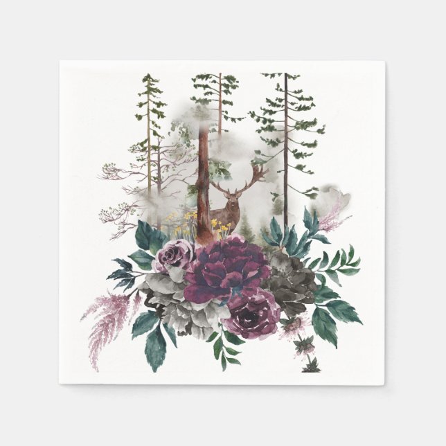 Walderwald mit Hirsch Serviette (Vorderseite)