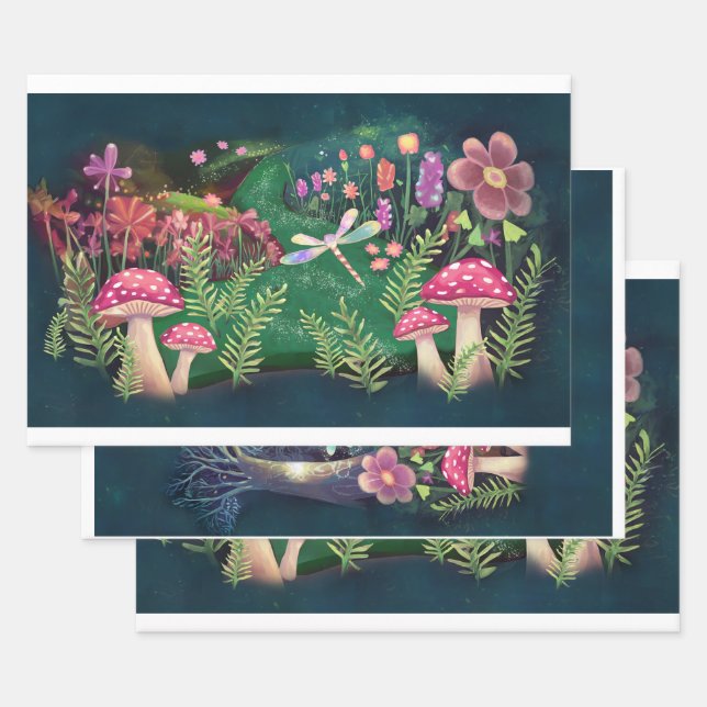 Waldfantasie, die Whimsikmesse der Natur Geschenkpapier Set (Set)