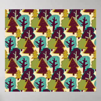 Waldfarben nahtlos Muster. Naturlandschaft Poster