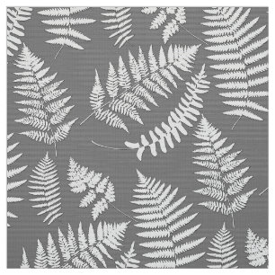 Waldfarn-Muster, Graues/Grau und Weiß Stoff