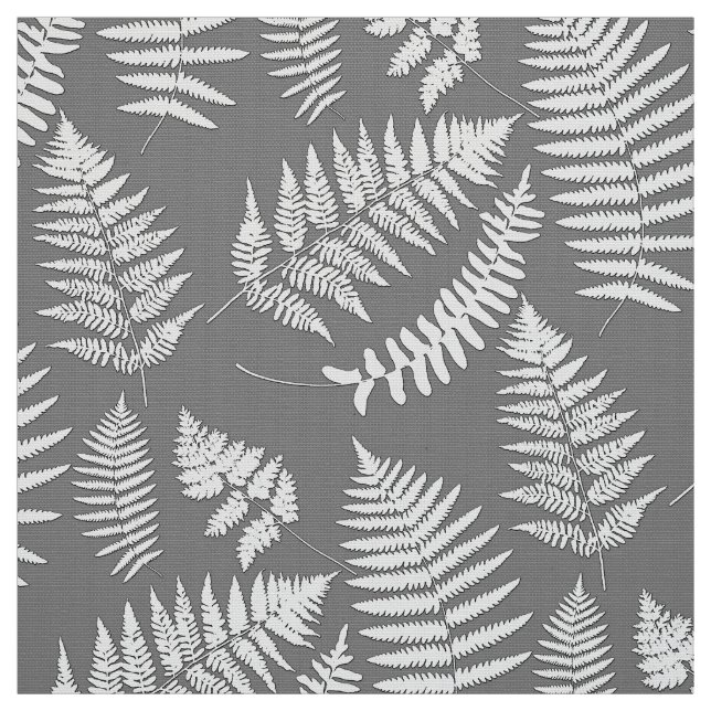Waldfarn-Muster, Graues/Grau und Weiß Stoff (Muster)