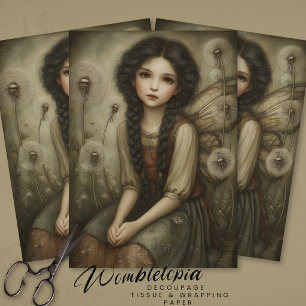 Waldfee auf einer Wiese voller Löwenzahn Fantasy-K Seidenpapier