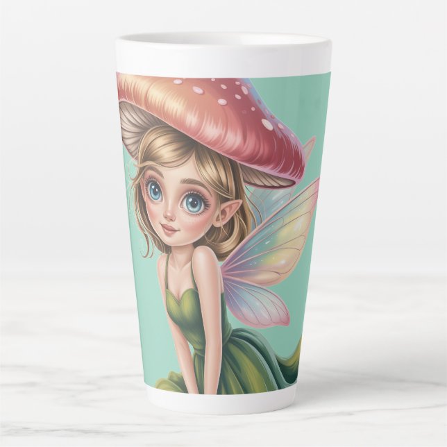 Waldfee mit Pilzhut Illustration Milchtasse (Vorderseite)