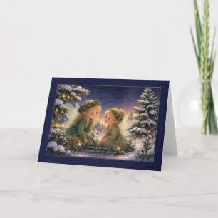 Waldfeen unter dem Sternenhimmel Weihnachtskarte Karte