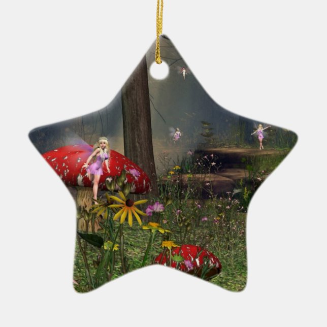 Waldfeenhafte Weihnachtsverzierung Keramikornament (Vorne)