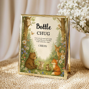 Waldflaschen-Chug-Baby-Shower-Spiel Forst Poster