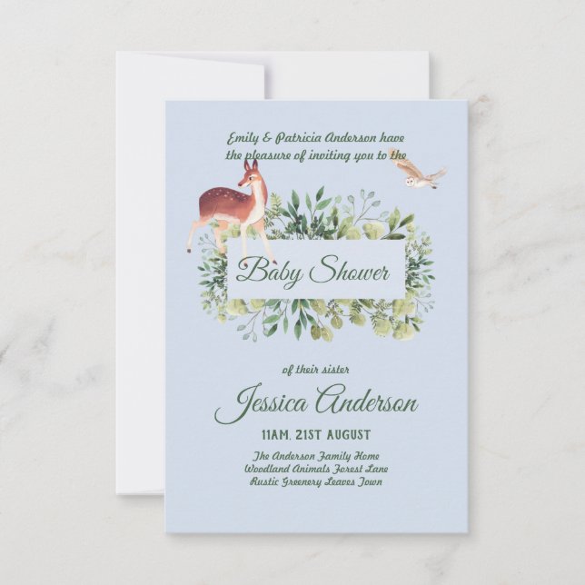 Waldflora und Fauna BABY SHOWER lädt ein (Vorderseite)