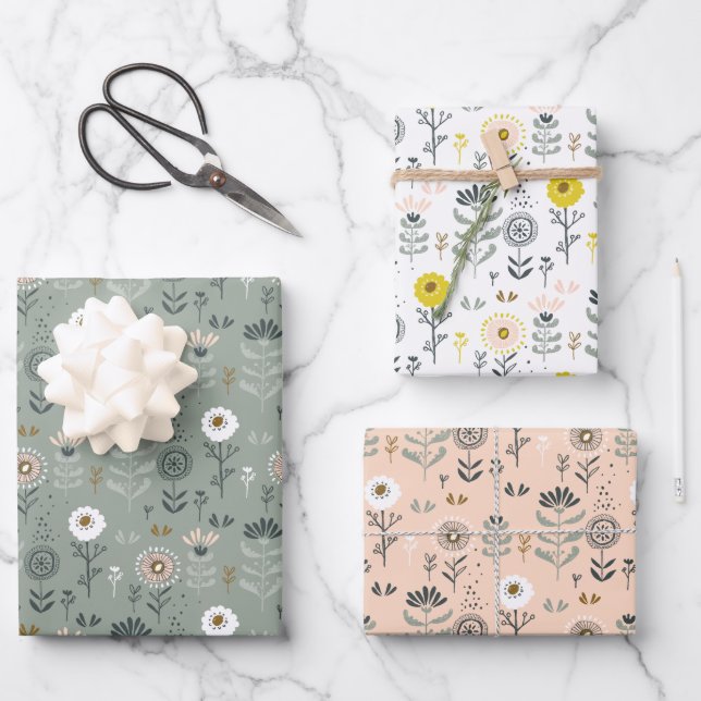 Waldfloral Geschenkpapier Set (Vorderseite)