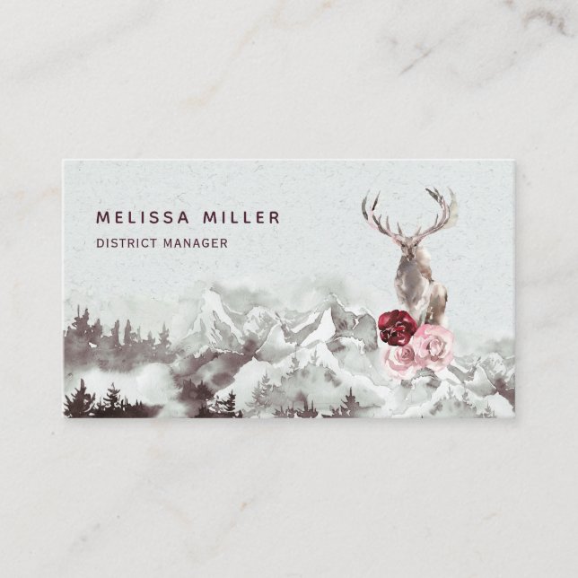 Waldfloralstag Rustikale Visitenkarte (Vorderseite)